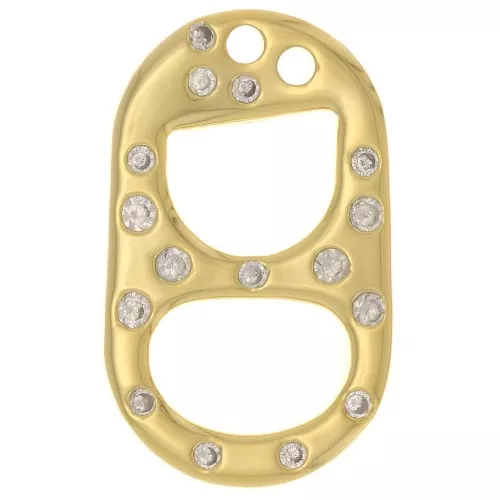 Colgante de doble agujero con tapa de lengua 20x12 mm con óxido de zirconio - Oro x1