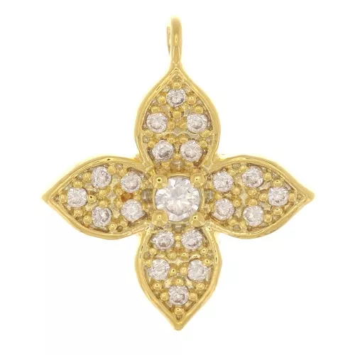Amuleto de flor 16x14 mm con  óxido de zirconio - Cristal - Oro x1