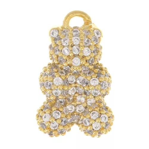 Charm Oso 14x9 mm con óxido de zirconio - Cristal - Oro x1