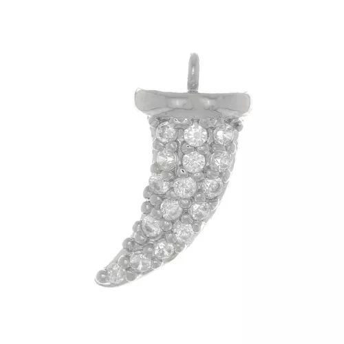 Colgante diente de tiburón 12x6 mm con óxido de zirconio - Cristal - Rodio x1
