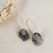 Colgante de mano 20.5x15 mm en piedra preciosa - Ojo de Tigre x1