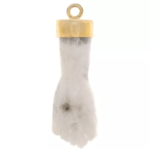 Colgante de gema de puño cerrado de 38x12 mm - Dorado con oro fino - Piedra de luna