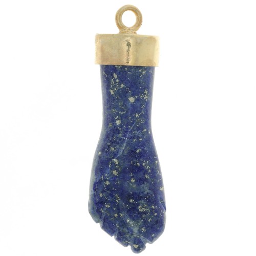 Colgante de gema de puño cerrado de 38x12 mm - Dorado con oro fino - Lapislázuli