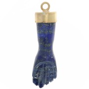 Colgante de gema de puño cerrado de 38x12 mm - Dorado con oro fino - Lapislázuli