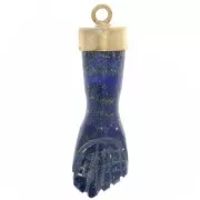 Colgante de gema de puño cerrado de 38x12 mm - Dorado con oro fino - Lapislázuli