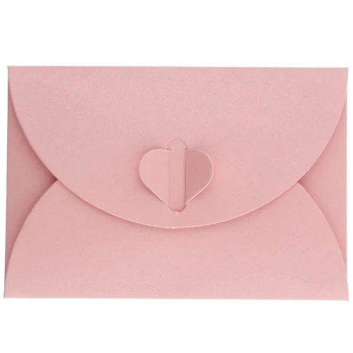 Sobre con corazón de papel 10.5x7 cm - Rosa Nacarado x1