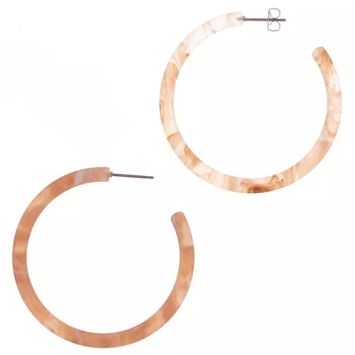 Aros de acetato de celulosa 50 mm - Ámbar jaspeado - Blanco x2