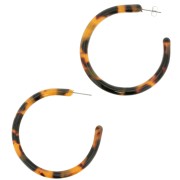 Pendientes de aro 57 mm - Carey - Marrón - Negro x2