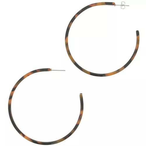 Pendientes de aro de acetato de celulosa 62 mm - Carey - Marrón - Negro x2
