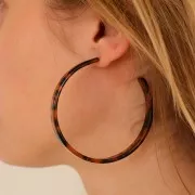 Pendientes de aro de acetato de celulosa 62 mm - Carey - Marrón - Negro x2