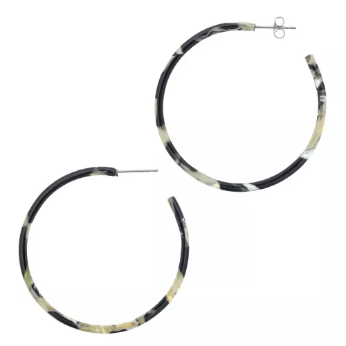 Pendientes de aro de acetato de celulosa de 50 mm - carey - negro - beige x2
