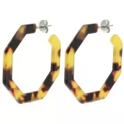 Aros pendientes acetato de 40 mm - Marrón - negro x2