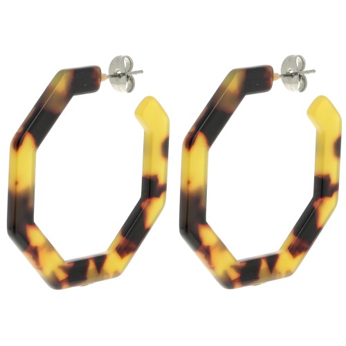Aros pendientes acetato de 40 mm - Marrón - negro x2