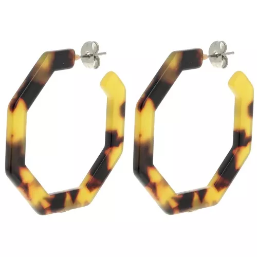 Aros pendientes acetato de 40 mm - Marrón - negro x2