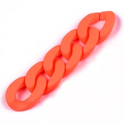 Eslabón Acrílico retorcido Ovalado 30x21 mm - Naranja Opaco Mate x1
