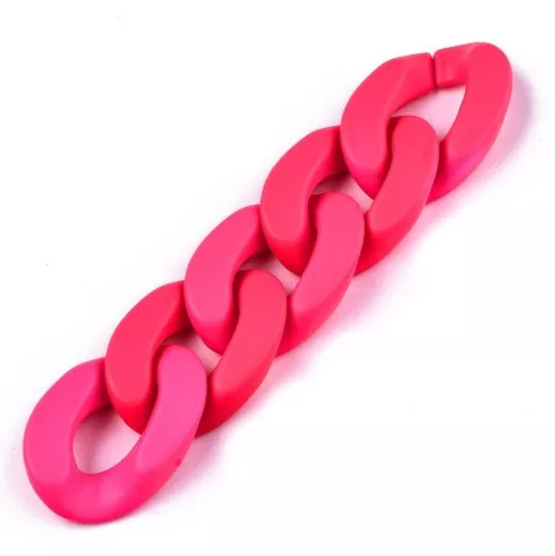 Eslabón Acrílico retorcido Ovalado 30x21 mm - Rosa Mate Opaco x1