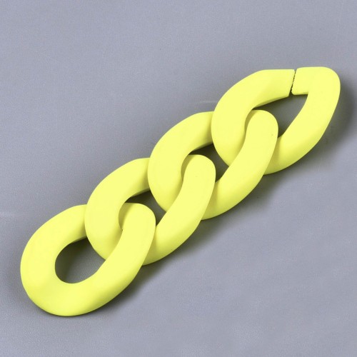 Eslabón acrílico ovalado trenzado 30x21 mm - Amarillo fluorescente opaco mate x1