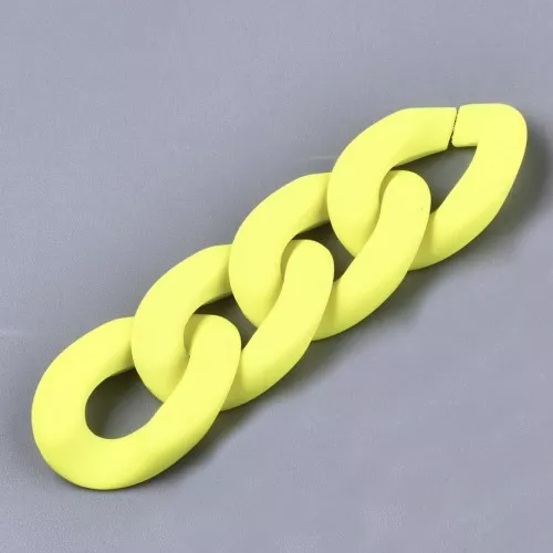 Eslabón acrílico ovalado trenzado 30x21 mm - Amarillo fluorescente opaco mate x1
