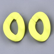 Eslabón acrílico ovalado trenzado 30x21 mm - Amarillo fluorescente opaco mate x1