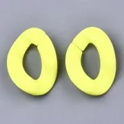 Eslabón acrílico ovalado trenzado 30x21 mm - Amarillo fluorescente opaco mate x1