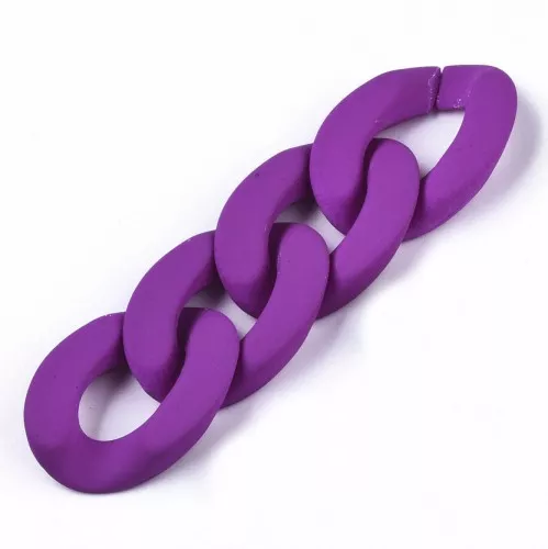 Eslabón Acrílico retorcido Ovalado 30x21 mm - Violeta Opaco Mate x1