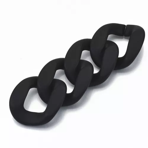 Eslabón acrílico ovalado trenzado 39,5x32 mm - Negro opaco mate x1