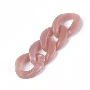 Eslabón Acrílico Ovalado Retorcido 29x21 mm - Rosa Viejo Jaspeado - Blanco x1