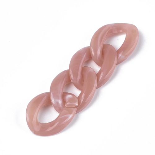 Eslabón Acrílico Ovalado Retorcido 29x21 mm - Rosa Viejo Jaspeado - Blanco x1