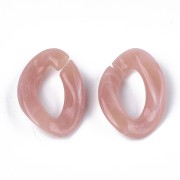 Eslabón Acrílico Ovalado Retorcido 29x21 mm - Rosa Viejo Jaspeado - Blanco x1