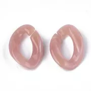 Eslabón Acrílico Ovalado Retorcido 29x21 mm - Rosa Viejo Jaspeado - Blanco x1