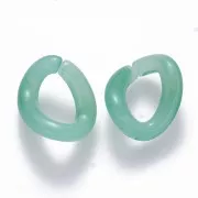 Eslabón acrílico ovalado trenzado 16x13 mm - Verde jaspeado - Blanco x1