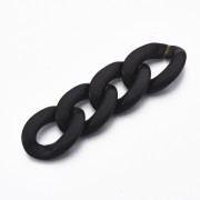 Eslabón ovalado de plástico trenzado 28x20 mm - Negro opaco mate x1