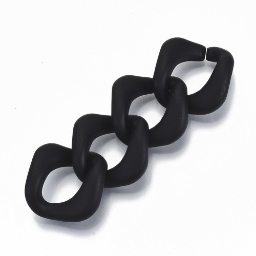 Eslabón Acrílico Cuadrado Retorcido 24x23 mm - Negro Opaco Mate x1