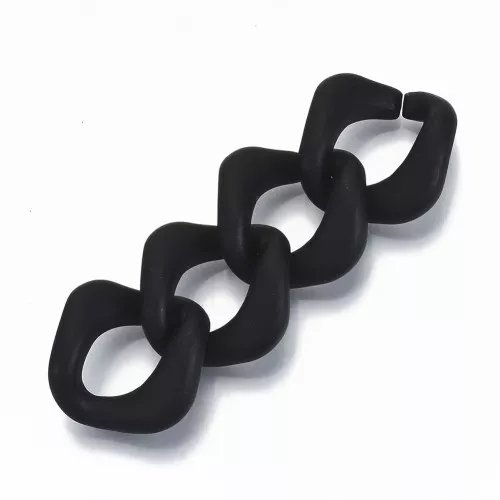 Eslabón Acrílico Cuadrado Retorcido 24x23 mm - Negro Opaco Mate x1