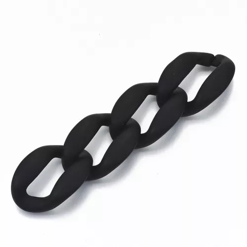 Eslabón acrílico torcido ovalado 37x26 mm - Negro mate x1