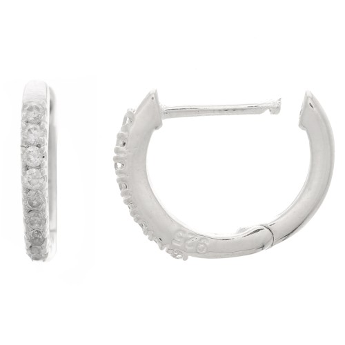 Ganchos pendientes de 11 mm con óxido de zirconio - Plata de ley 925 - Cristal x2