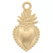 Colgante de corazón Ex-Voto, 18,5 x 10,5 mm - Acero inoxidable 316 Dorado x1