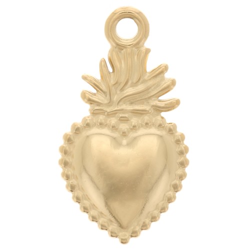 Colgante de corazón Ex-Voto, 18,5 x 10,5 mm - Acero inoxidable 316 Dorado x1