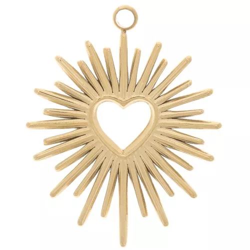 Colgante Sol con Corazón Hueco 23x18 mm - Acero inoxidable 316L Dorado x1