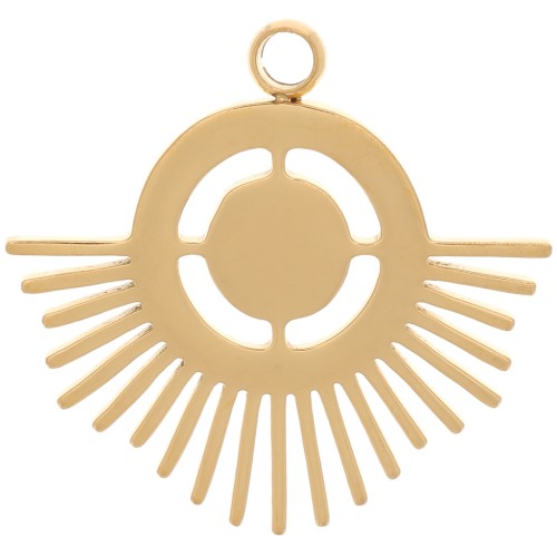 Colgante étnico 16x17 mm para cabujón de 4 mm - Acero inoxidable 316L Dorado x1