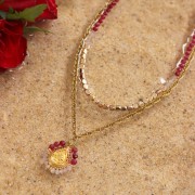 Colgante gota estampado 19x16 mm con 4 anillos - Acero inoxidable 316L Dorado x1