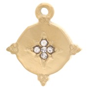 Colgante Estrella del Norte redondo de 18 mm con óxido de zirconio - Acero inoxidable dorado 316L|raw }}