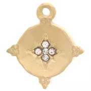 Colgante Estrella del Norte redondo de 18 mm con óxido de zirconio - Acero inoxidable dorado 316L