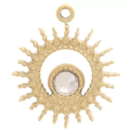 Colgante sol calado 14mm con Strass - Acero inoxidable dorado 304L x1