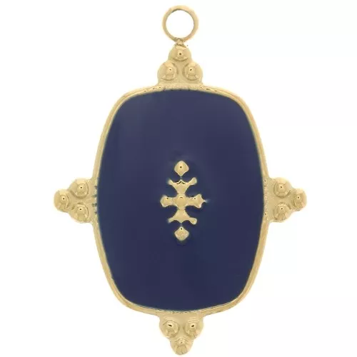 Colgante Rectángulo 23x17mm con Resina Acero inoxidable 316L Dorado - Azul Oscuro