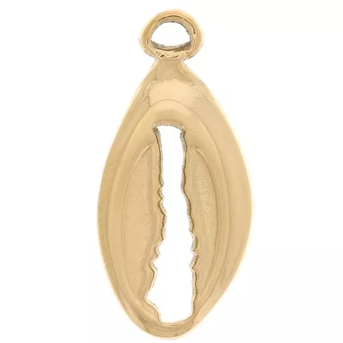 charm de concha de cauri 17x8 mm - acero inoxidable 304L Oro x1