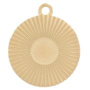 Dije redondo a rayas 12mm para cabujón de 4mm - Acero inoxidable dorado 316L x1