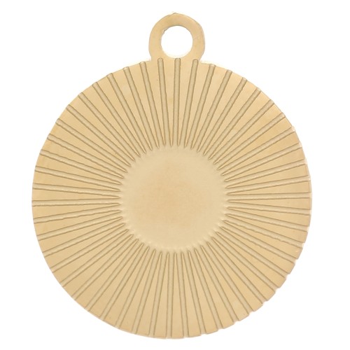 Dije redondo a rayas 12mm para cabujón de 4mm - Acero inoxidable dorado 316L x1