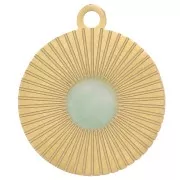 Dije redondo a rayas 12mm para cabujón de 4mm - Acero inoxidable dorado 316L x1