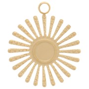 Dije sol texturado de 14 mm para cabujón de 4 mm - Acero inoxidable dorado 316L x1|raw }}